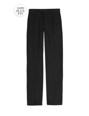 Boys&rsquo; Plus Fit Pleat Front Adjustable Waist Supercrease&trade; Trousers with Stormwear&trade; & Crease Resistant